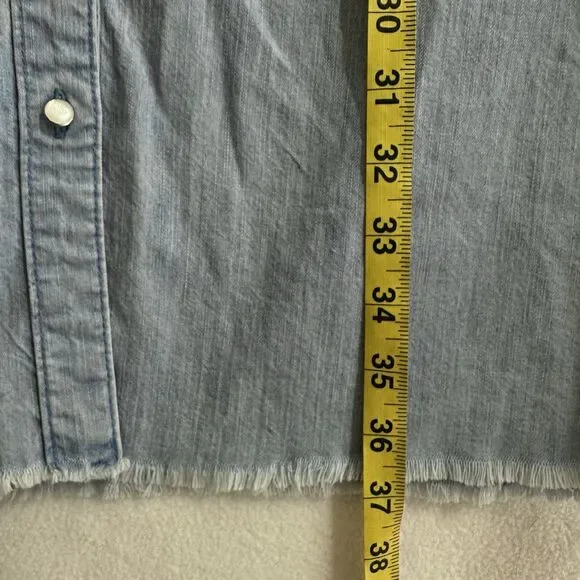 Lauren Ralph Lauren Denim Shirt Dress 4 Belted Short Sleeve Button Front Pockets - Picture 11 of 13